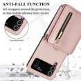 thumbnail image 5 of ELEHOLD Wallet Crossbody for Samsung Galaxy Z Flip 3 Case with Zipper Pocket RFID Blocking Function Card Slots Kickstand Back Card Wallet Leather Shockproof Case for Samsung Z Flip 3,Rosegold, 5 of 7