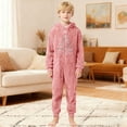 thumbnail image 6 of Weebloom Christmas Kids Hooded Onesie Pajamas Flannel Cozy Fleece Snowflake Print Jumpsuit Romper Winter Holiday Outfit Soft Pjs Loungewear For Boys Girls Pink 9-10 Years, 6 of 6