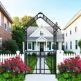 thumbnail image 5 of Metal Garden Arch with Gate in Elegant Black W58.07 H97.24 Strong Iron Structure Perfect for Climbing Plants and Outdoor Privacy Decoration Ideal for Roses and Vines, 5 of 9