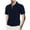 Navy, variant on Men's Knit Polo Shirts Short Sleeve Zipper Vintage Collarless Golf Shirt Slim Fit Top