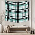 thumbnail image 5 of Teal Black Plaid Tapestry for Bedroom Wall Hanging Tapestry, Farmhouse Teal Black Checkered Ceiling Backdrop Tapestries Poster Blanket Wall Decor for Teens Room Living Room Dorm 59" x 90", 5 of 8