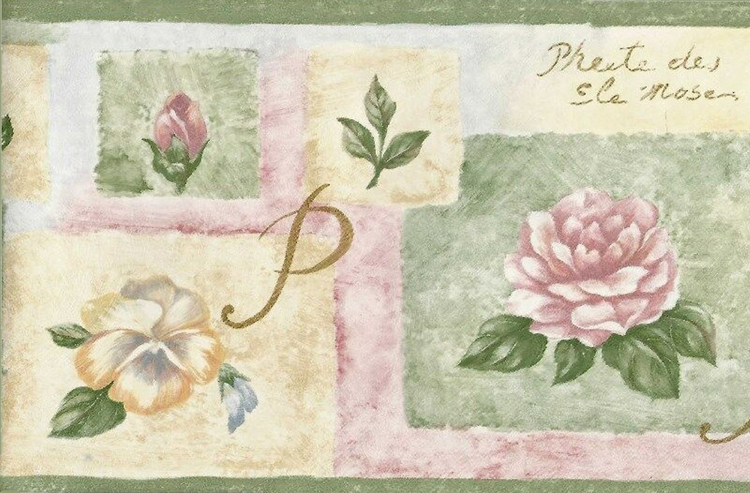 Peel And Stick Wallpaper Border - Floral Purple Blue Blooming Flowers