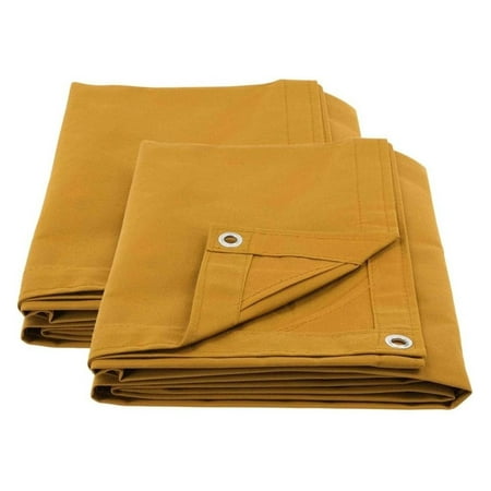 2 Pack 7 x 9 Tan 12oz Canvas Tarp with Grommets - Water Resistant - Heavy Duty Canvas Tarps - Multipurpose Tarpaulin Cover for Canopy Tent Roof Camping Semi Trucks & Cargo
