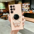 thumbnail image 1 of TECH CIRCLE for Samsung Galaxy S22 Ultra 6.8 inch Slim Case,Luxury Cute Cartoon 6D Plating Astronaut Hidden Folding Kickstand and Lucky Clover Frame Soft TPU Shockproof Bumper Cover,Pink, 1 of 10