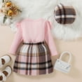thumbnail image 6 of Otqutp Casual Clothing Sets for Toddler Girls Autumn/Winter Striped Long Sleeve Ruffled Top And Plaid Printed Skirt Girl Fall Outfits Elastic Dresses 2PCS Fall Winter Clothes, 6 of 6