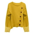 thumbnail image 4 of Fgnfyis Womens Sweaters Asymmetrical Button Pullover Ribbed Knit Soft Comfortable Casual for Fall Winter Fashion Yellow, 4 of 4