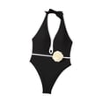 thumbnail image 3 of Traje de baño para mujer, bikini sin mangas con escote en V profundo para playa, viajes, piscina M, 3 of 8