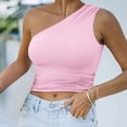 thumbnail image 2 of JIAYUE Women's Tank Top One Shoulder Asymmetrical Neck Sleeveless Versatile Cozy Crop Solid Color Sexy Trendy Female Vest, 2 of 5