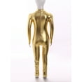 thumbnail image 5 of Doomiva Kids Long Sleeve Shiny Metallic Jumpsuit Boys Girls Dance Gymnastics Leotard Bodysuits Gold XL/150, 5 of 7