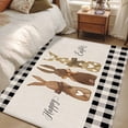 thumbnail image 4 of 3'x5' Rug for Living Room Bedroom, Easter Bunny Washable Area Rugs Non-Slip Carpet Mats, Vintage Rabbits Bow Black Plaid Indoor Low Pile Area Rug Runner for Kitchen, Mudroom, 4 of 8
