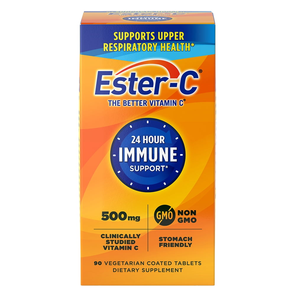 Ester-C 500 mg 24 Hour Vitamin C Tablets for Immune Support, 90 Count