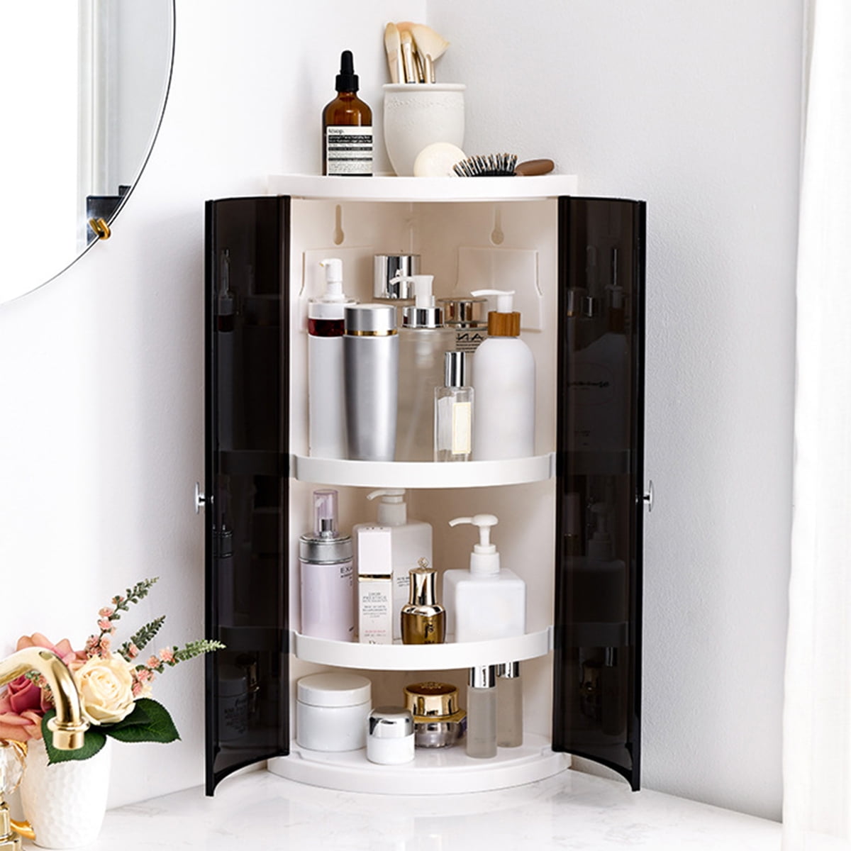 2/ 3Tier Waterproof Corner Storage Shelf Organizer Rack Holder Open