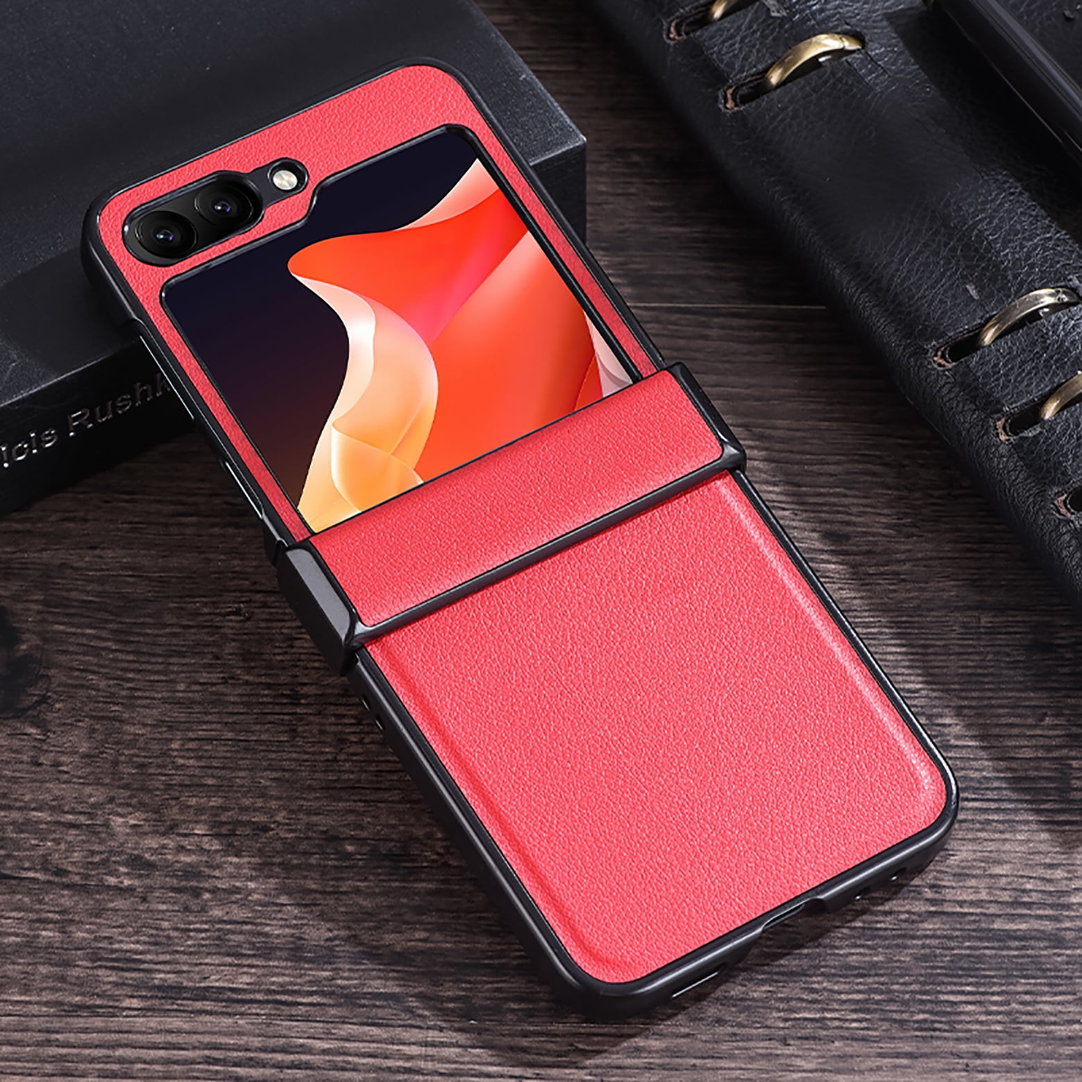 KLion Premium Leather Case for Samsung Galaxy Z Flip 5, Hinge Protection Ultra Slim Thin