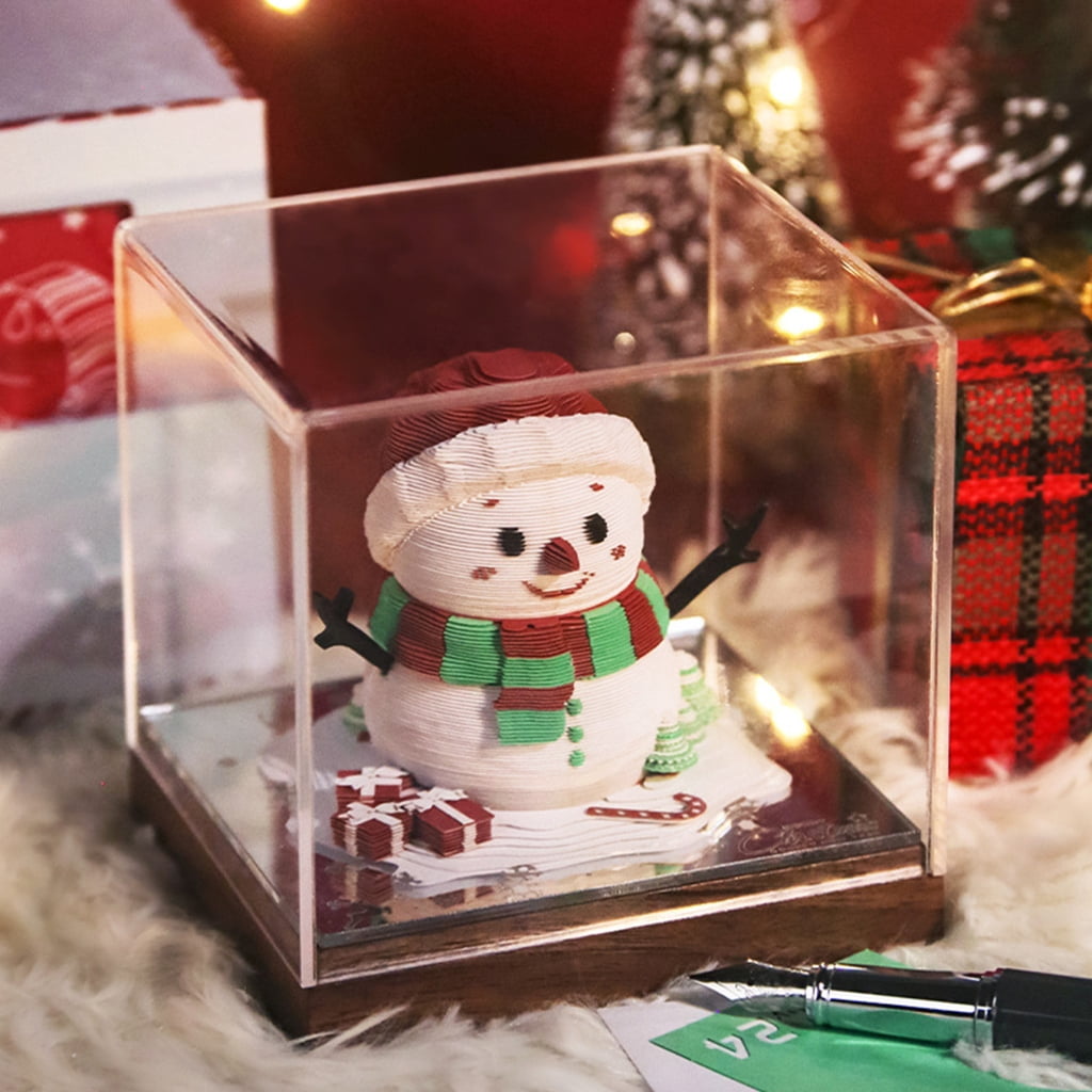 PatungKu 2026 Daily Calendar Paper Sculpture Snowman Calendar With Acrylic Base Tearable Note Paper Pad For Holiday Decoration