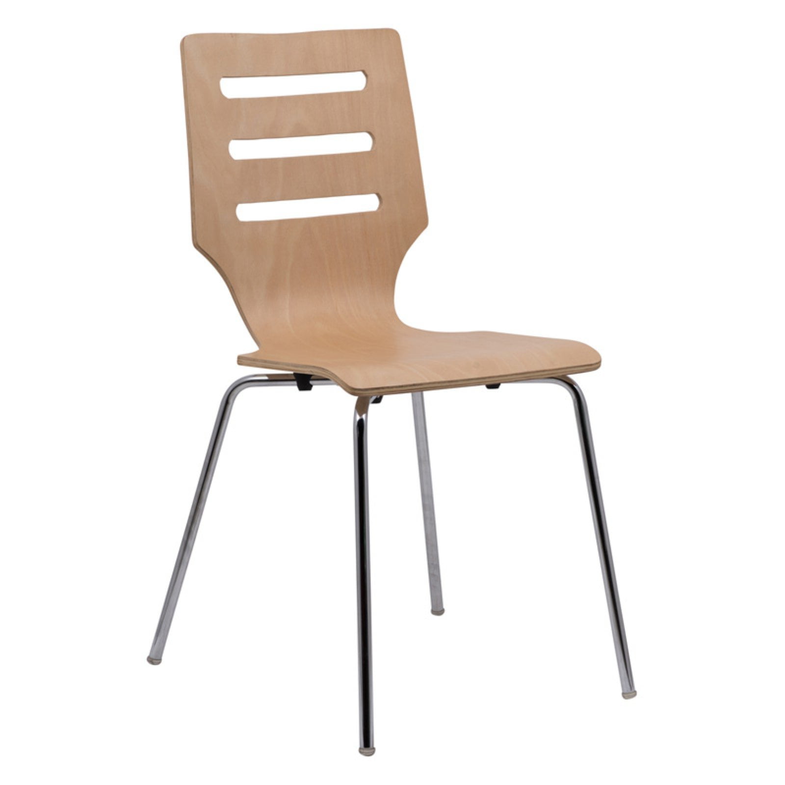 LeisureMod Revana Plywood Dining Chair with Chrome Frame