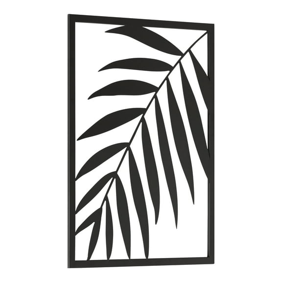 Kate and Laurel Malak Modern Leaf Metal Plaque, 22 x 28, Black, Industrial Metalwork Tropical Art for Wall Decor