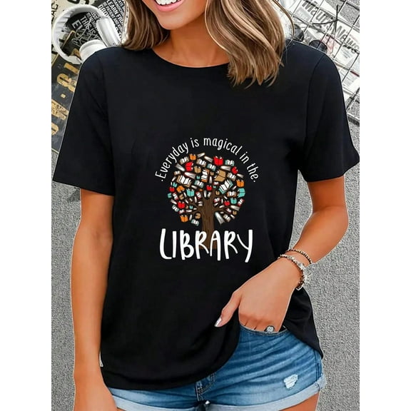 100% Cotton Everyday Is Magical In The Library Book Lover Librarian T-Shirt