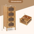 thumbnail image 3 of Gymax Commode à 4 Tiroirs avec Tiroirs en Verre Trempé Cannelé Commode Milieu du Siècle, 3 of 10