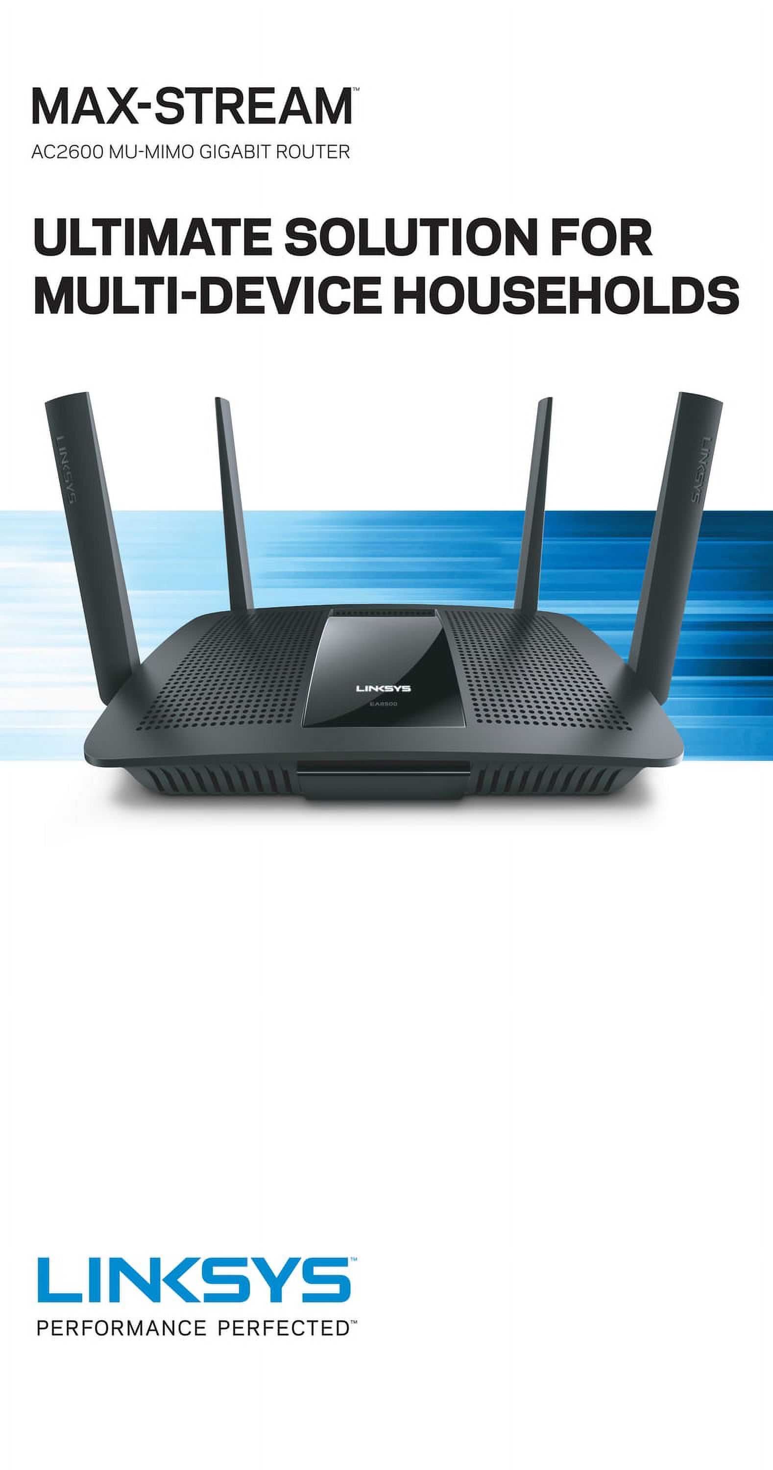 Linksys AC2600 4x4 MU-MIMO Dual-Band Gigabit Router with USB 3.0 and eSATA (EA8100) - image 7 of 9