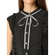 thumbnail image 5 of CAMISAS DE VERANO CON VOLANTES Y MANGAS CORTAS PARA MUJERES, CON NUDO EN EL CUELLO, NEGRO, 5 of 6