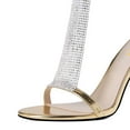 thumbnail image 4 of XYD Women Sparkle Rhinestones Open Toe T-Bar Stiletto High Heel Ankle Strap Buckled Cocktail Party Shoes Size 8.5 Gold, 4 of 4