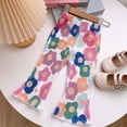 thumbnail image 3 of LRen Girls Bell Bottom Jeans With Adjustable Waist,Girls Summer Floral Bottom Pants Ice Silk Lightweight Toddler Clothing, 3 of 3