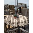 thumbnail image 6 of Outdoor Tablecloth with Umbrella Hole, Vintage Boho Spillproof Waterproof Outdoor Table Cover, Abstract Retro Geometric Striped Beige Patio Tablecloths for Party/Garden/Picnic, Round 54 inch, 6 of 9