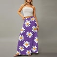thumbnail image 4 of WTOBBY Women's Floral Print Foldable High Waist Casual Skirt with Convenient Pocket, Draped Relaxed Long Maxi Skirt for Everyday Comfort and Errand Running,Purple 2XL, 4 of 5