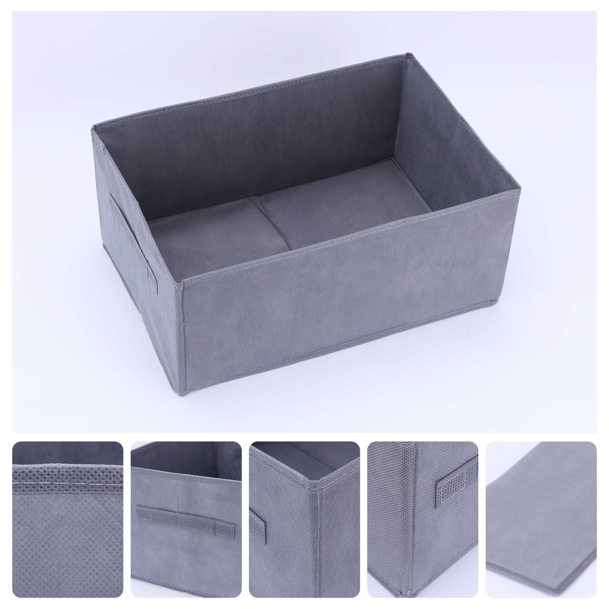 Unique Bargains Storage Cube Fabric Bin with Handles 1 Pc Basket Grey 18x12x8"
