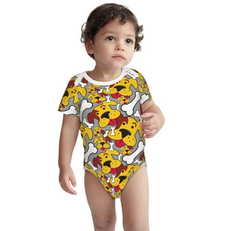 

Fotbe Cute Dog Pattern Unisex-baby Short-sleeve Bodysuit Short Sleeve Bodysuits One-piece 100% Organic Cotton for Infant Baby Boys Unisex-18 Months