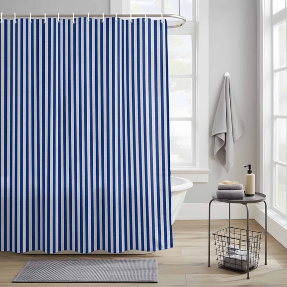 Bathroom Shower Curtain Modern Minimalist Blue Stripe Art Waterproof Shower Curtains with Hooks, Simple Color Line Texture Bath Curtains Bathtub Curtain Home Decor 36x72in