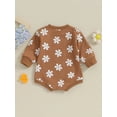 thumbnail image 4 of Suealasg Infant Baby Girls Romper Newborn Girls Long Sleeve Flower Print One Piece Jumpsuit Cute Fall Bodysuit 0-18M, 4 of 8
