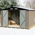 thumbnail image 5 of Sunmthink 7.6 x 9.7 FT Outdoor Storage Shed with Base Frame, Metal Shed with Lockable Door, Tool Shed for Garden, Backyard, Patio, Lawn(Floor included), 5 of 11