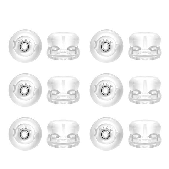 Earring Backs,Soft 18K Gold Silicone Plastic Rubber Earring Backs for Studs, 12pcs Silver Clear Plastic Earring Backer Replacement for Heavy Earrings, Secure Locking Earring Backs
