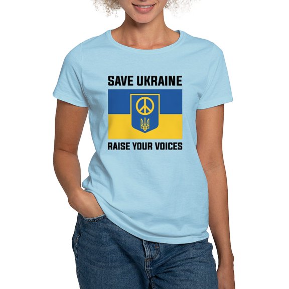 CafePress - Save Ukraine Raise Your Voices Women's Light T Shi - Women's Classic T-Shirt