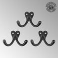 thumbnail image 2 of Renovators Supply Double Wall Hook Black Wrought Iron Hat and Coat Hook - Set of 3, 2 of 7