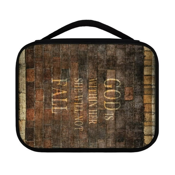 Renewold Men Casual Bible Covers for Study Bibles Brick Print Bible Carrying Case Brown Bible Book Cover Durable Bible Accessories Protective with Handle