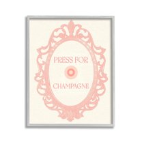 Stupell Industries Press For Champagne Food & Beverage Painting Gray Framed Art Print Wall Art, 11 x 14