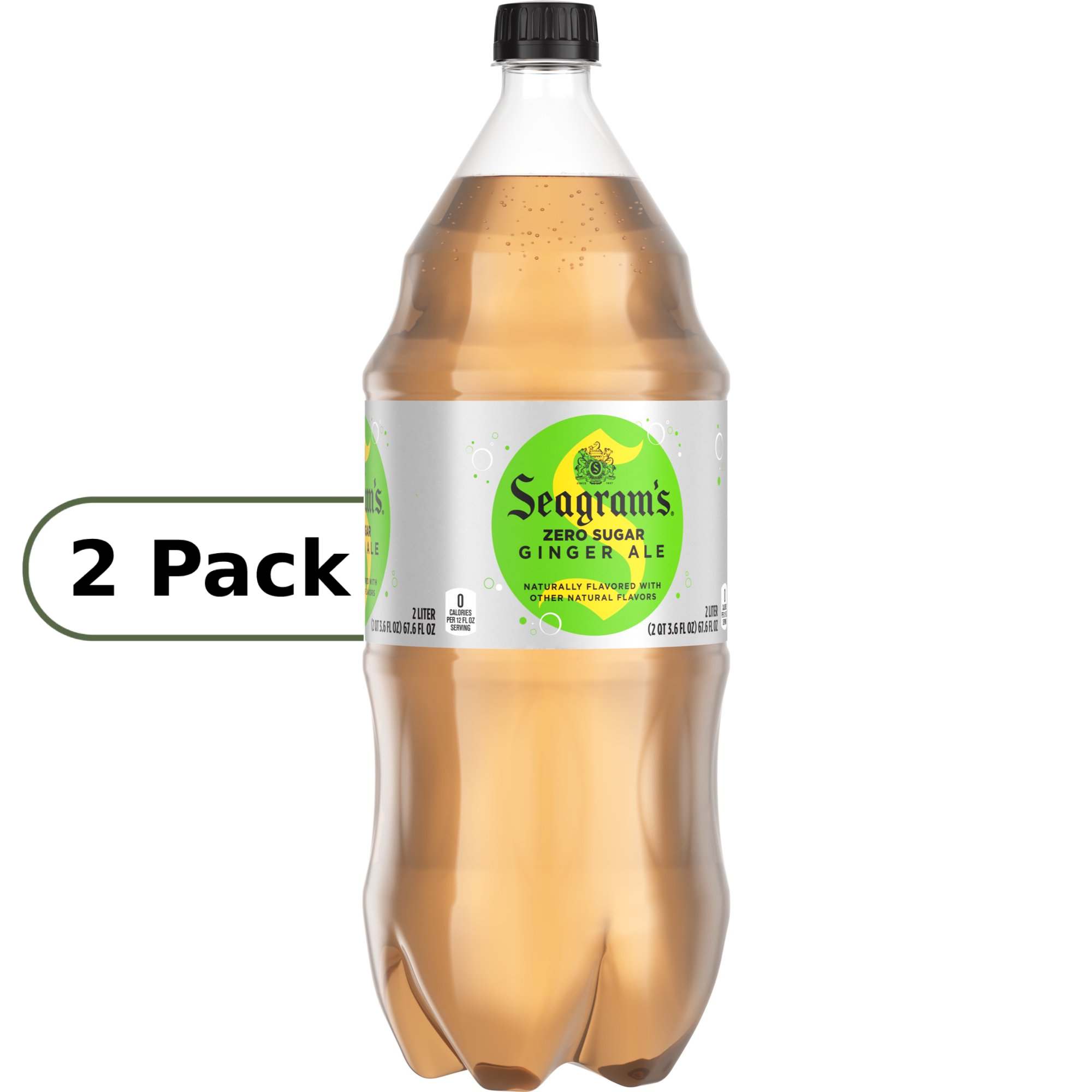 Seagrams Diet Ginger Ale (Zero Sugar), 2 Liters, 2 Bottles