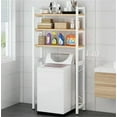 thumbnail image 3 of 3 Tiers Over The Washer and Dryer Storage Shelf, Bathroom Storage Shelf with Adjustable Feet Freestanding Storage Rack Wooden Laundry Rack Shelf for Kitchen Bathroom, 3 of 16