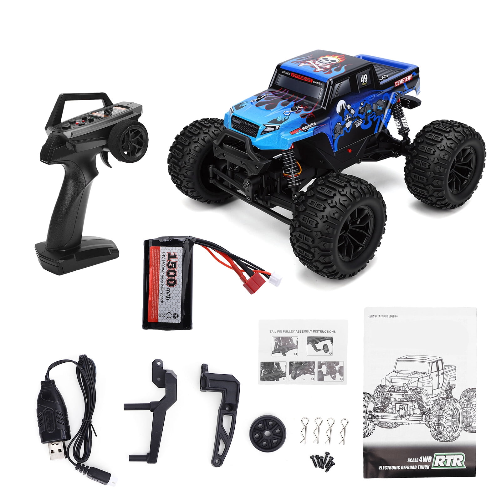 Outdoor Gear Rc 1/18 RC Car, 2.4G 4WD 29KM/H High Speed Remote Control Truck, All Terrain Off Road Vehicle with LED Lights