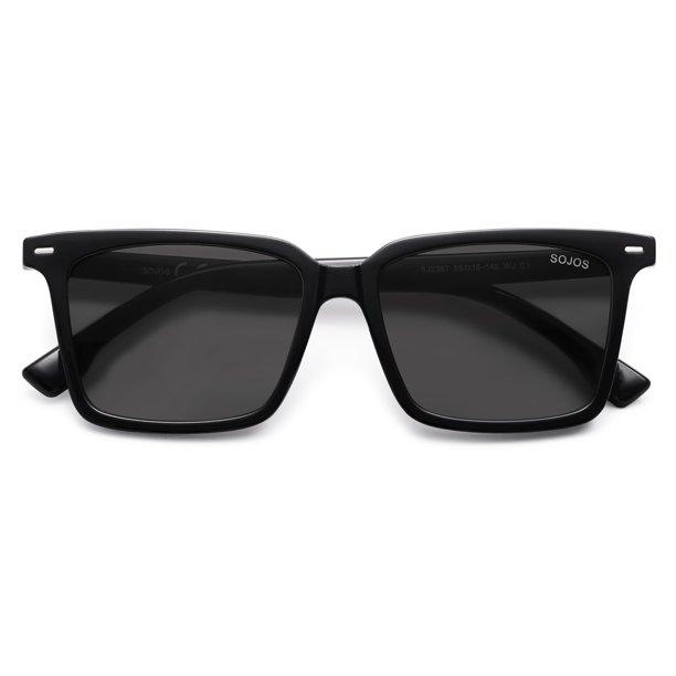 Gafas de Sol SOJOS SJ2387 Cuadradas Polarizadas a la Moda Negro/Gris