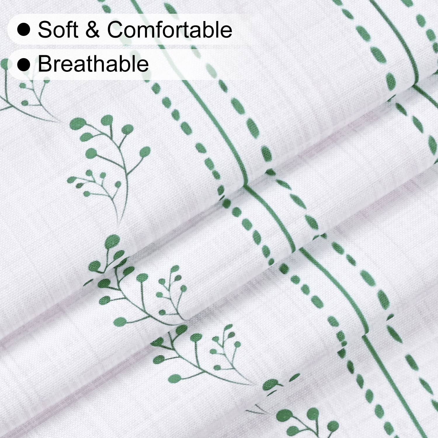 Invoibler Floral Print Curtain Panels, Light Filtering Window Drapes for Bedroom and Living Room, Sage Green, 52" W x 84" L, Set of 2