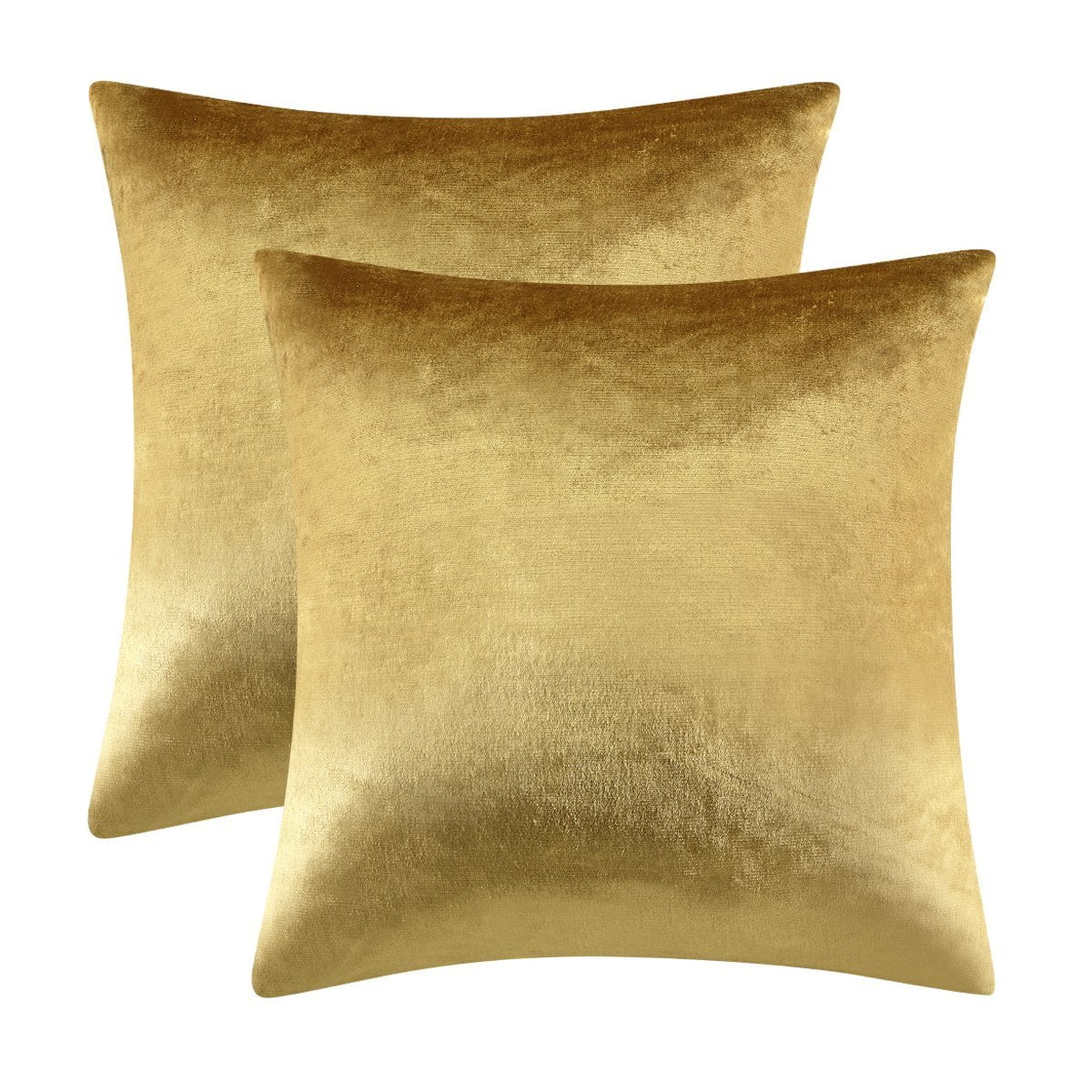 ,Gold 45 cm 2 Solid Velvet Cushion Covers Square Throw Pillow Case Covers 18x18 