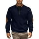 thumbnail image 1 of Blusa y camisa de manga larga con cuello alto para hombre, informal, de color liso, con cremallera, de manga larga y cuello alto, de poliéster., 1 of 8