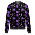 thumbnail image 5 of Chaqueta bomber con estampado de dibujos animados para mujer, ligera, con cremallera, informal, abrigo de moda, 5 of 5