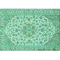 thumbnail image 1 of Ahgly Company Indoor Rectangle Medallion Turquoise Blue Traditional Area Rugs, 7' x 10', 1 of 4