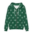 thumbnail image 4 of FKELYI Size L Zipper Hoodies Jacket Comfy Christmas Snowflake Zippered Sweaters for Women Casual Crew Neck Athlete Hoodie with Pocket, 4 of 6