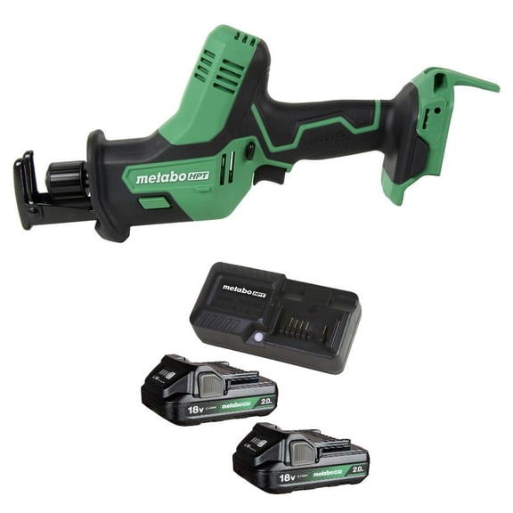 Metabo HPT 18V Corldess One-Hand Reciprocating Saw with 18V 2 Ah Lithium-Ion Batteries with Charger Kit