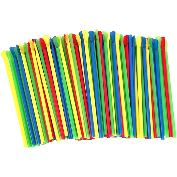 Strawsss SNO-Cone 8" Spoon Straws, Plastic Multicolor, 200 Count